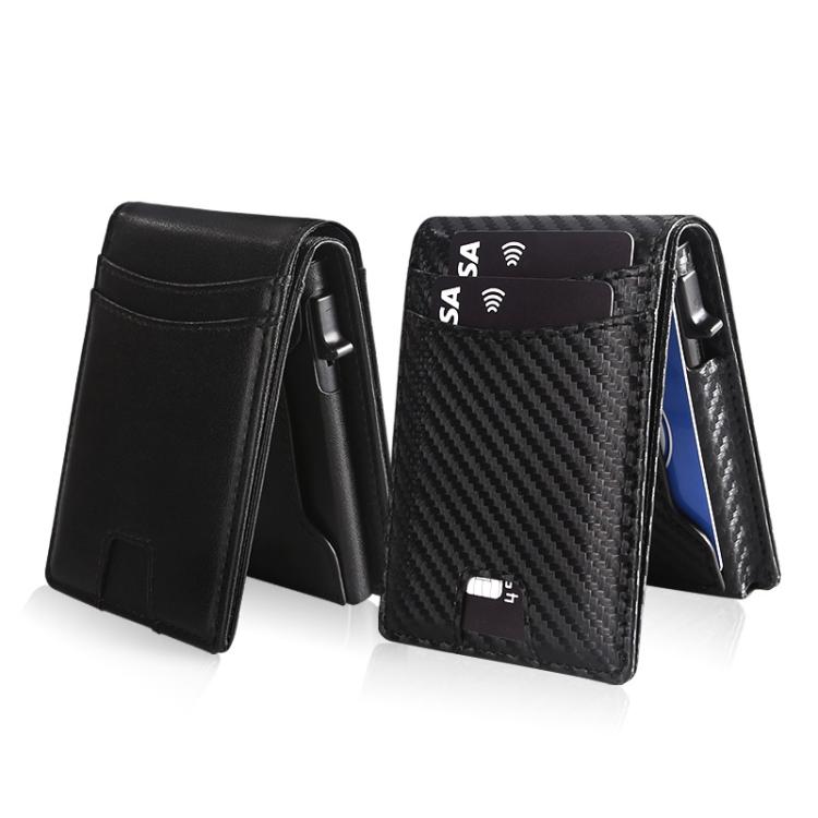 Auto Pop-Up Bifold Metal PU Card Holder RFID Blocking Wallet Slim Design For Credit Cards, ID