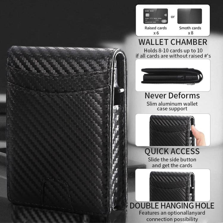 Auto Pop-Up Bifold Metal PU Card Holder RFID Blocking Wallet Slim Design For Credit Cards, ID