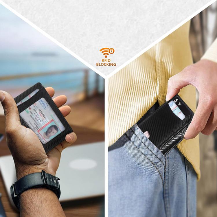 Auto Pop-Up Bifold Metal PU Card Holder RFID Blocking Wallet Slim Design For Credit Cards, ID