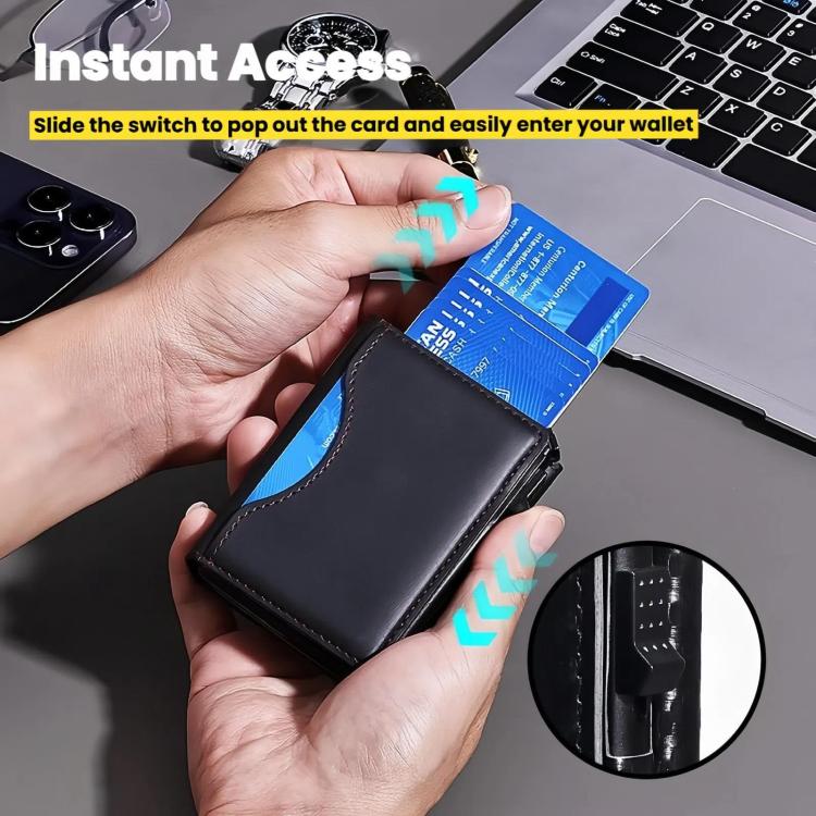 One-Click Pop-Up RFID Blocking Card Holder Magnetic Phone Wallet for MagSafe iPhones