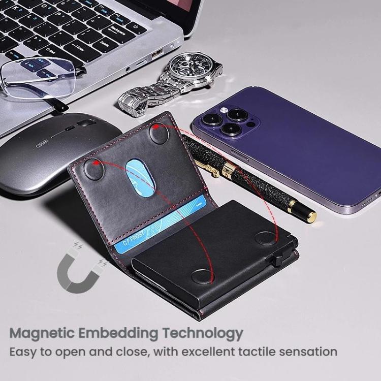 One-Click Pop-Up RFID Blocking Card Holder Magnetic Phone Wallet for MagSafe iPhones