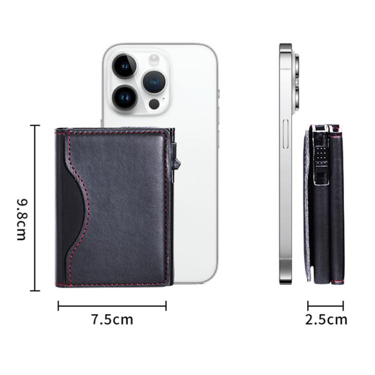 One-Click Pop-Up RFID Blocking Card Holder Magnetic Phone Wallet for MagSafe iPhones