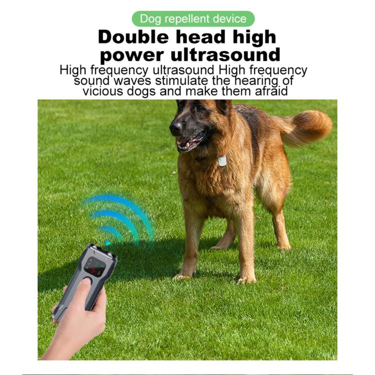 P9 Dual Head Ultrasonic Dog Deterrent Rechargeable Anti-Bark Device with Color Screen, LED Tail Light - Black
