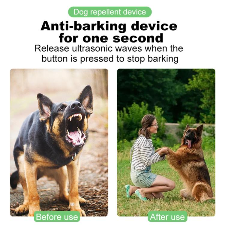 P9 Dual Head Ultrasonic Dog Deterrent Rechargeable Anti-Bark Device with Color Screen, LED Tail Light - Black