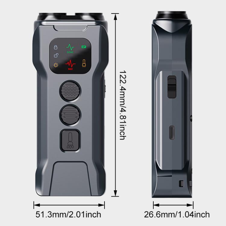 P9 Dual Head Ultrasonic Dog Deterrent Rechargeable Anti-Bark Device with Color Screen, LED Tail Light - Black
