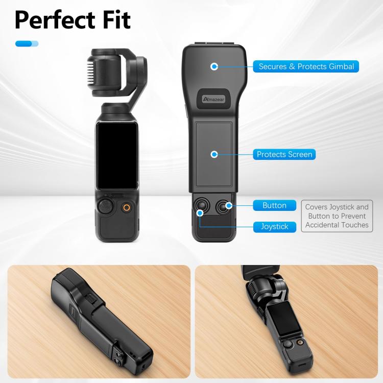 For DJI Osmo Pocket 3 Amazear Protective Case All-in-One Anti-Scratch Cover with Built-in Filter Slot - Black