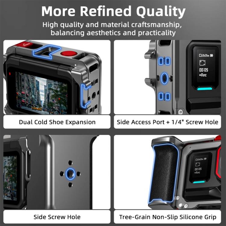 For Insta360 Ace Pro 2 / Ace Pro Flymile Xplorer Grip Kit Street Photography Handle Metal Cage Case - AC2013