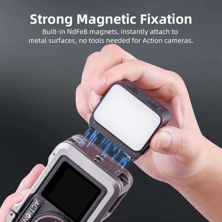 For DJI Action 5 Pro/ Action 4 Flymile 20 LEDs Magnetic Fill Light Rechargeable Video Light 3000K/4440K/8700K Adjustable - Black