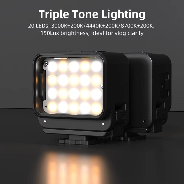 For DJI Action 5 Pro/ Action 4 Flymile 20 LEDs Magnetic Fill Light Rechargeable Video Light 3000K/4440K/8700K Adjustable - Black