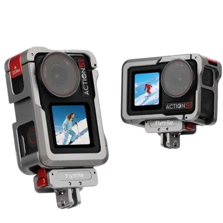 For DJI Action 5 Pro/Action 4/Action 3 Flymile Aluminum Alloy Camera Cage Protective Metal Frame - Metal Color