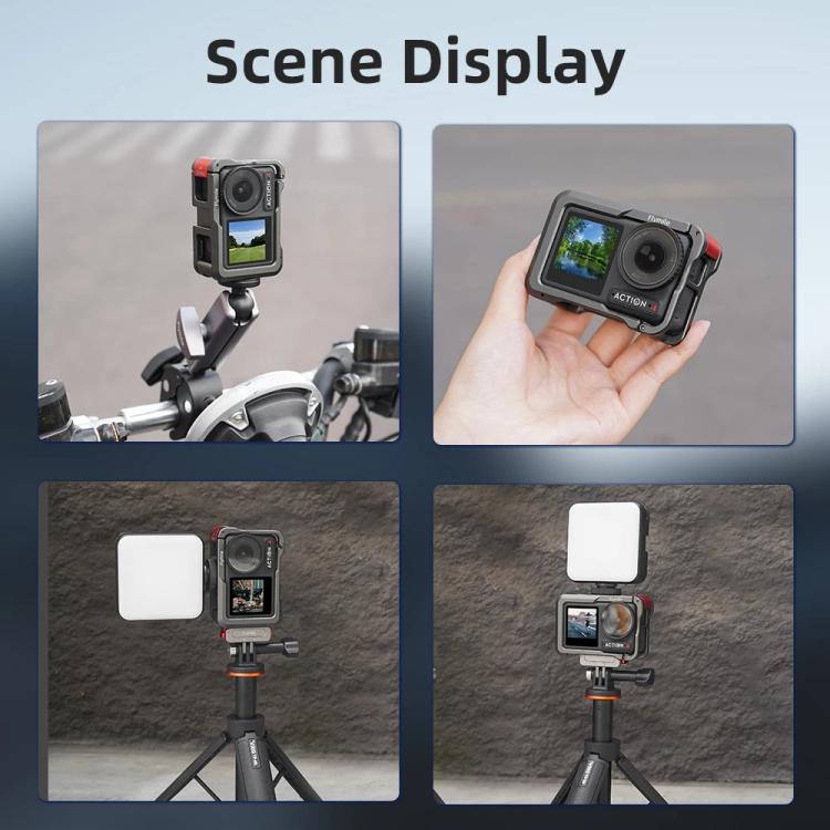 For DJI Action 5 Pro/Action 4/Action 3 Flymile Aluminum Alloy Camera Cage Protective Metal Frame - Metal Color