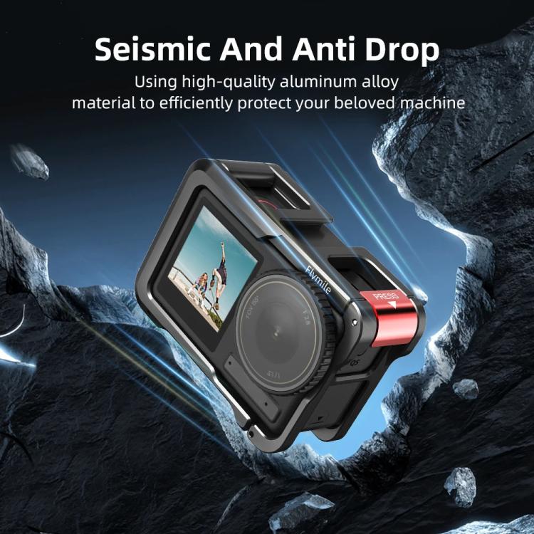 For DJI Action 5 Pro/Action 4/Action 3 Flymile Aluminum Alloy Camera Cage Protective Metal Frame - Metal Color