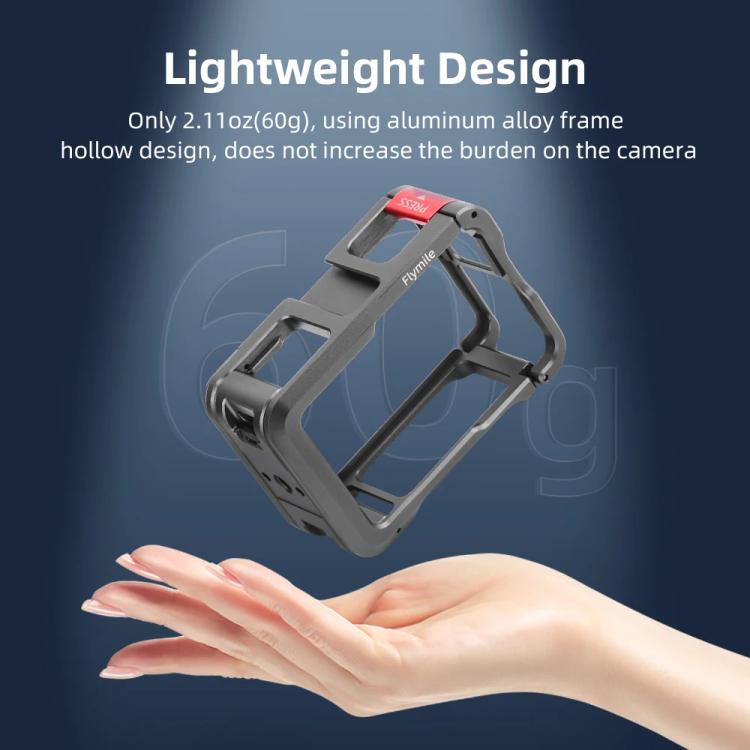 For DJI Action 5 Pro/Action 4/Action 3 Flymile Aluminum Alloy Camera Cage Protective Metal Frame - Metal Color
