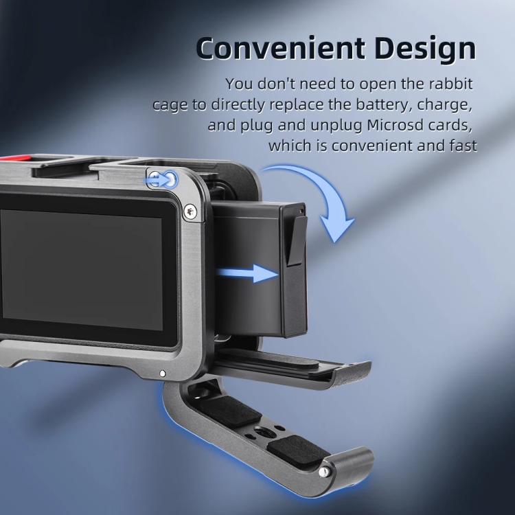 For DJI Action 5 Pro/Action 4/Action 3 Flymile Aluminum Alloy Camera Cage Protective Metal Frame - Metal Color
