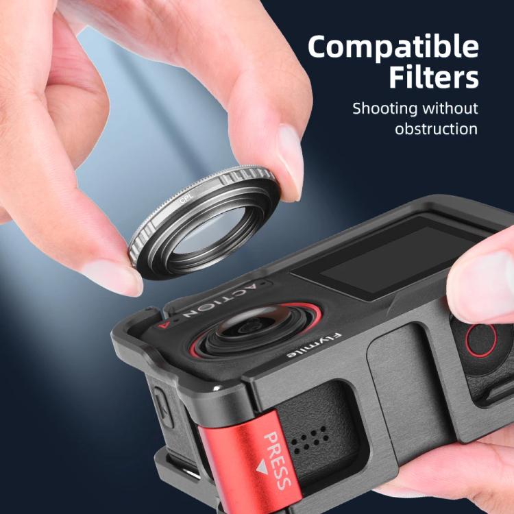 For DJI Action 5 Pro/Action 4/Action 3 Flymile Aluminum Alloy Camera Cage Protective Metal Frame - Metal Color