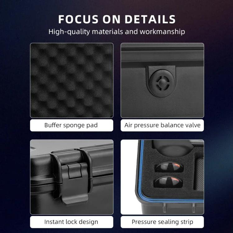 For Insta360 X5 Camera Flymile Portable Protective Hard Case Waterproof Shockproof Travel Carrying Storage Box - Black