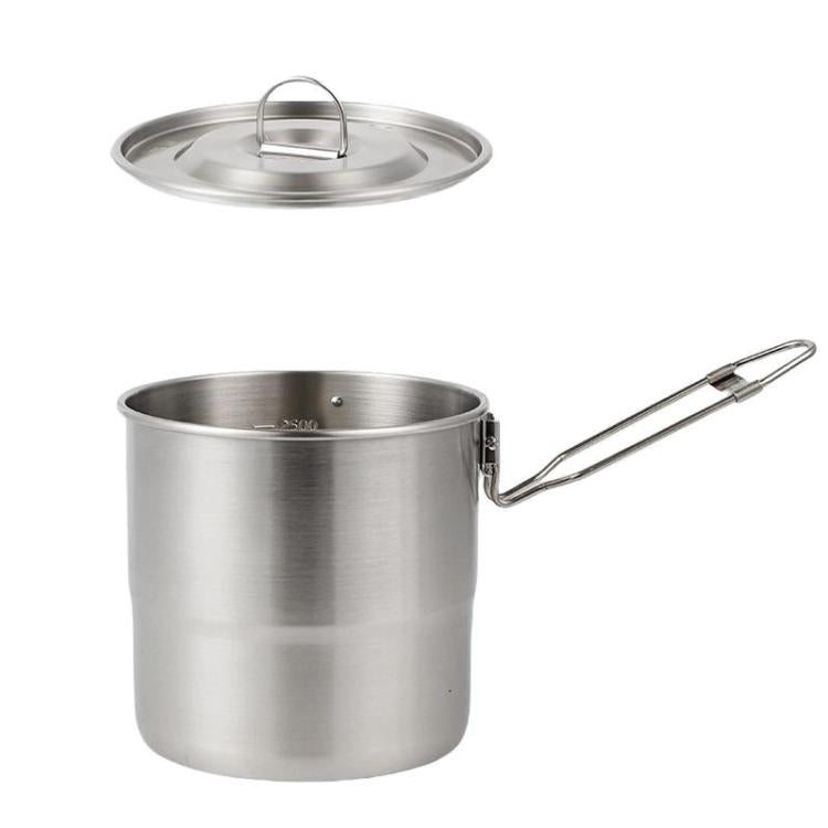 CLS Handle 3000ml 16cm Heightened Outdoor Pots 304 Stainless Steel Outdoor Cooking Kettles