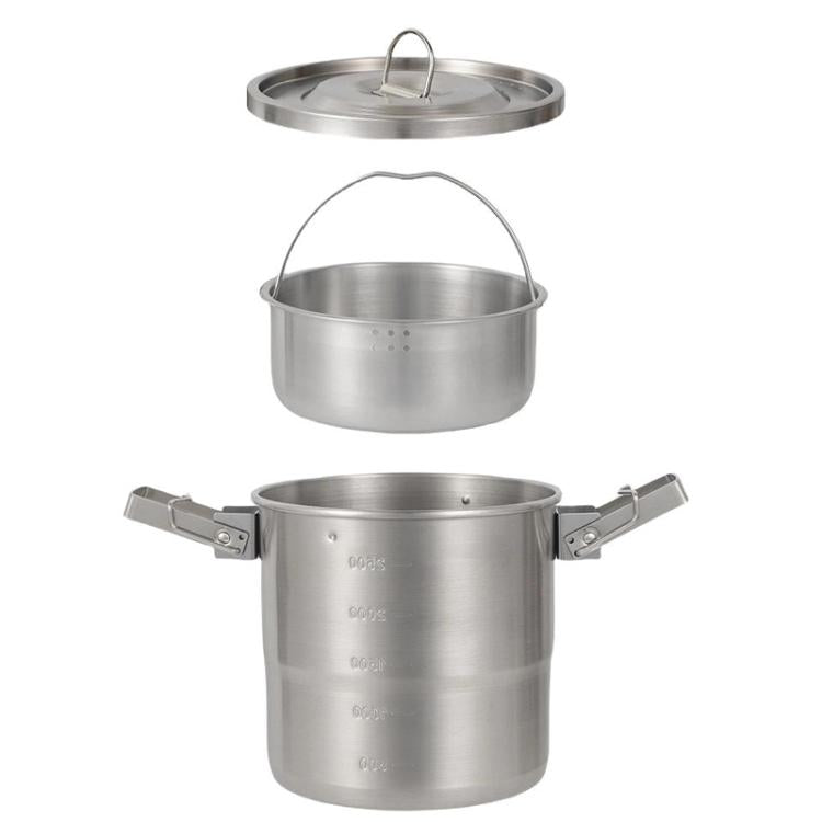 CLS Dual-ear 3000ml 16cm Heightened Outdoor Pots 304 Stainless Steel Outdoor Cooking Kettles