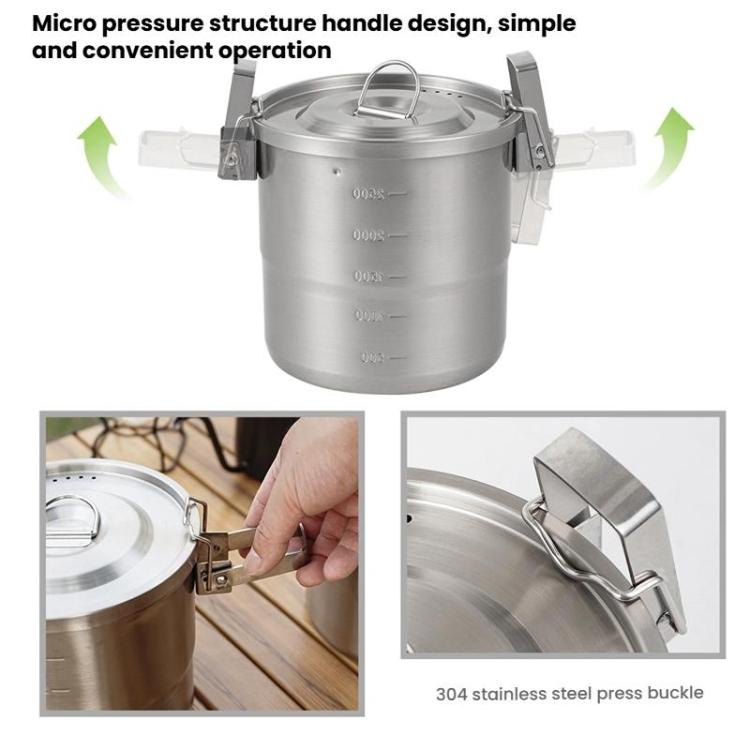 CLS Handle 3000ml 16cm Heightened Outdoor Pots 304 Stainless Steel Outdoor Cooking Kettles
