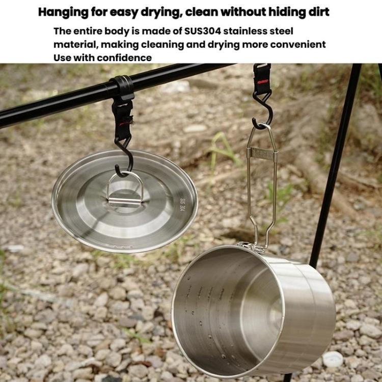 CLS Dual-ear 3000ml 16cm Heightened Outdoor Pots 304 Stainless Steel Outdoor Cooking Kettles