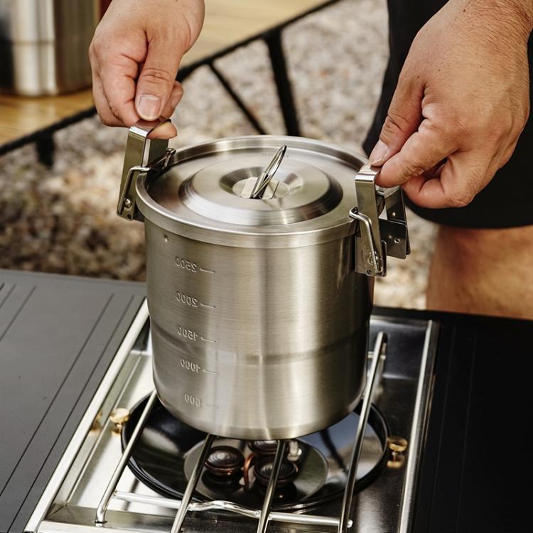 CLS Handle 3000ml 16cm Heightened Outdoor Pots 304 Stainless Steel Outdoor Cooking Kettles