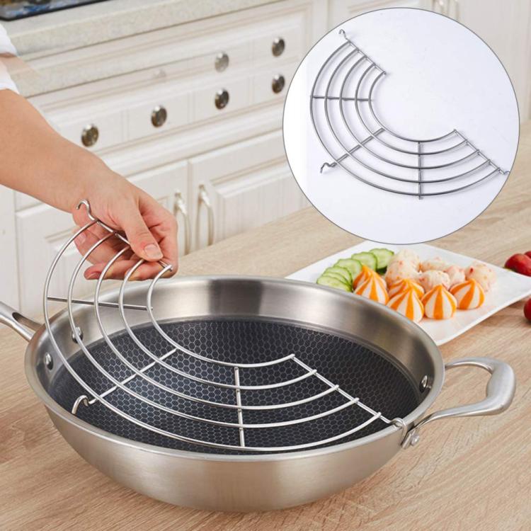 Stainless Steel Semi-circular Pot Edge Oil Drain Rack, Size: 32cm Thickness 2.5mm