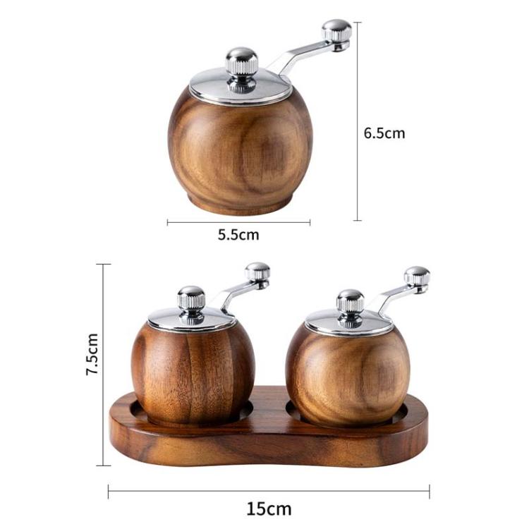 Double+Base Ball Pepper Mill Hand-Crank Mini Ceramic Core Multi-Purpose Grinder