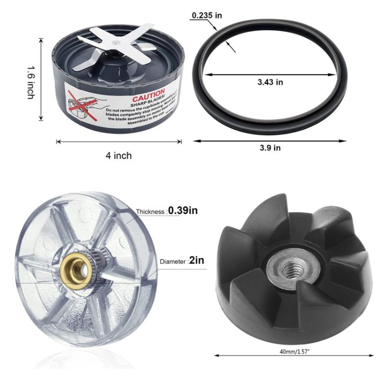 11 In 1 Kit 24 oz Cup For Nutribullet 600W 900W Replacement Parts Blender Blade Base, Drive Socket, Seals