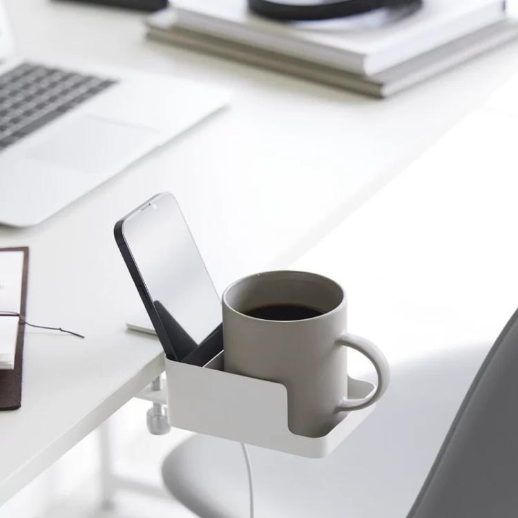 Adjustable Clamp-On Desktop Cup Holder Organizer For Phone, Remote, Plants, Water Bottle