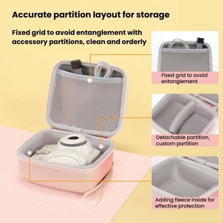 Cwatcun D218 Large Handheld Instant Camera Bag Portable Lightweight CCD Storage Bag - Gradient Pink