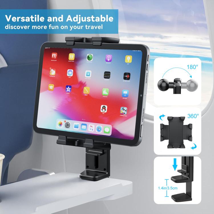 Multifunctional Travel Mobile Phone Tablet Desktop Stand Rotating Fixed Clip - Black