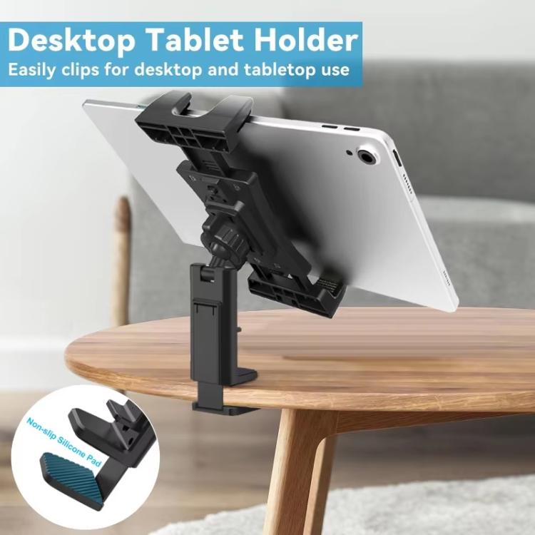 Multifunctional Travel Mobile Phone Tablet Desktop Stand Rotating Fixed Clip - Black