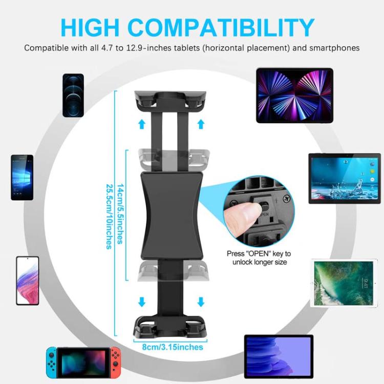 Multifunctional Travel Mobile Phone Tablet Desktop Stand Rotating Fixed Clip - Black