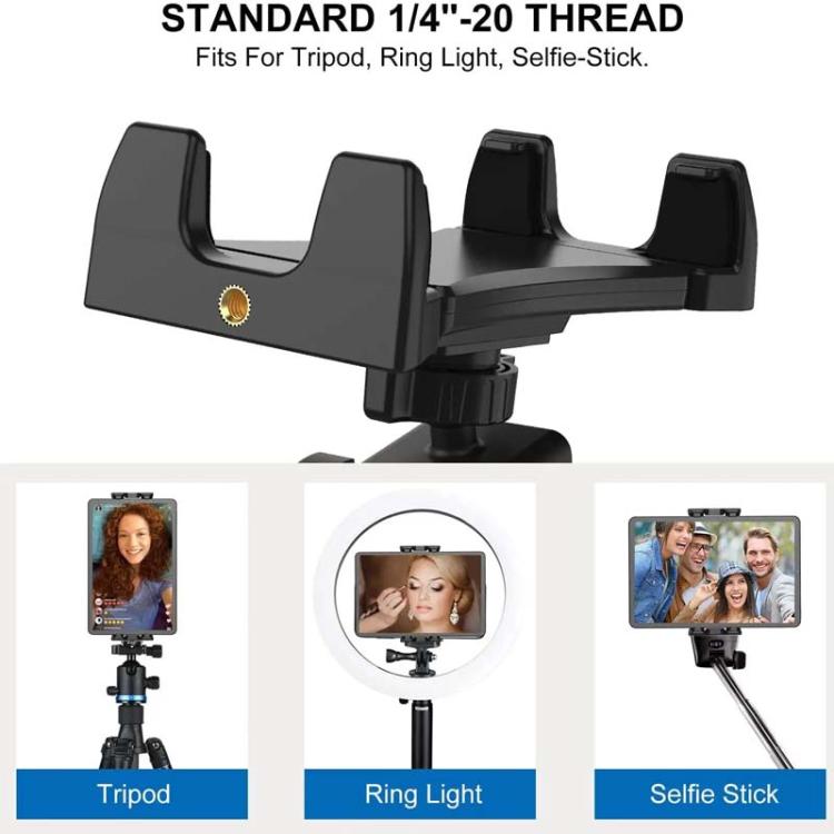 Multifunctional Travel Mobile Phone Tablet Desktop Stand Rotating Fixed Clip - Black