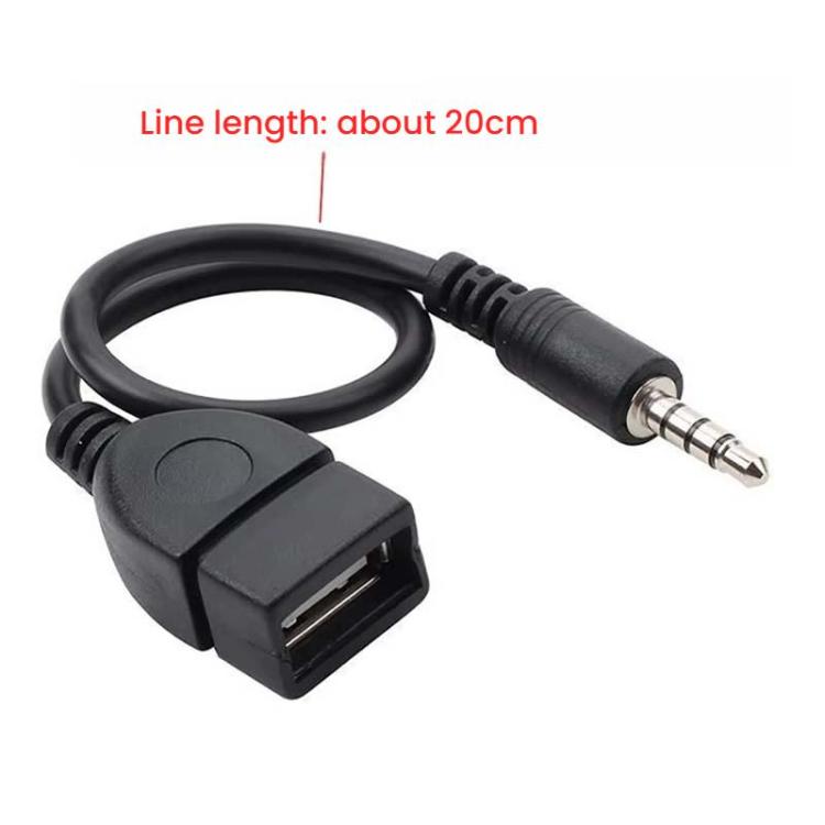 10pcs 3.5mm Male Round Head To USB 2.0 Female USB Disk Car MP3 Data Transmission Cable - Black