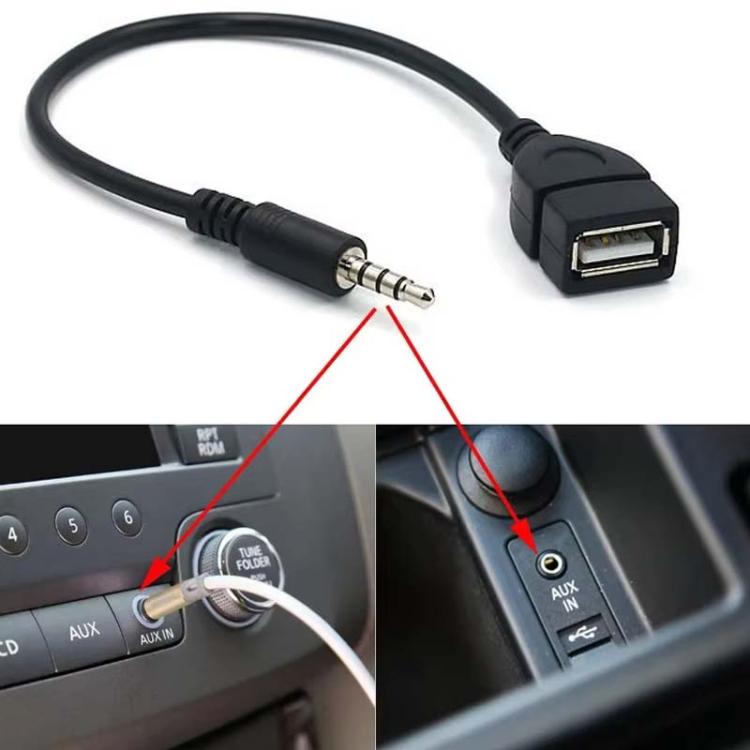 10pcs 3.5mm Male Round Head To USB 2.0 Female USB Disk Car MP3 Data Transmission Cable - Black