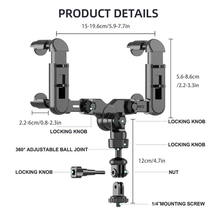 Car Rearview Mirror Bracket Camera Mobile Phone Fixing Base Accessories - With Phone Clip