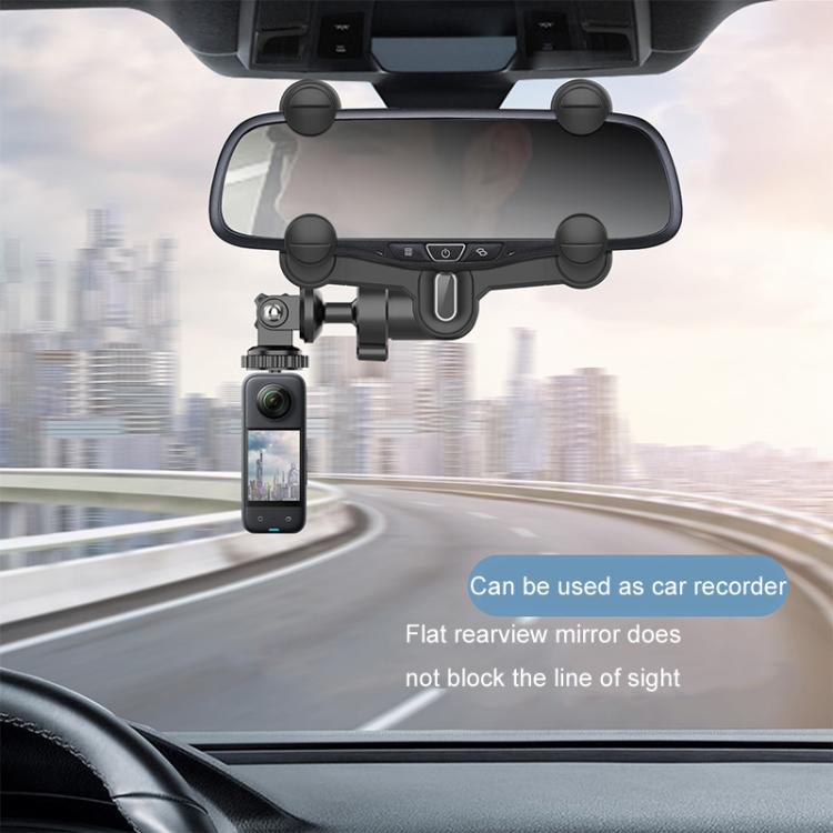 Car Rearview Mirror Bracket Camera Mobile Phone Fixing Base Accessories - With Phone Clip
