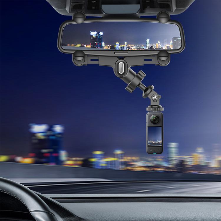 Car Rearview Mirror Bracket Camera Mobile Phone Fixing Base Accessories - With Phone Clip