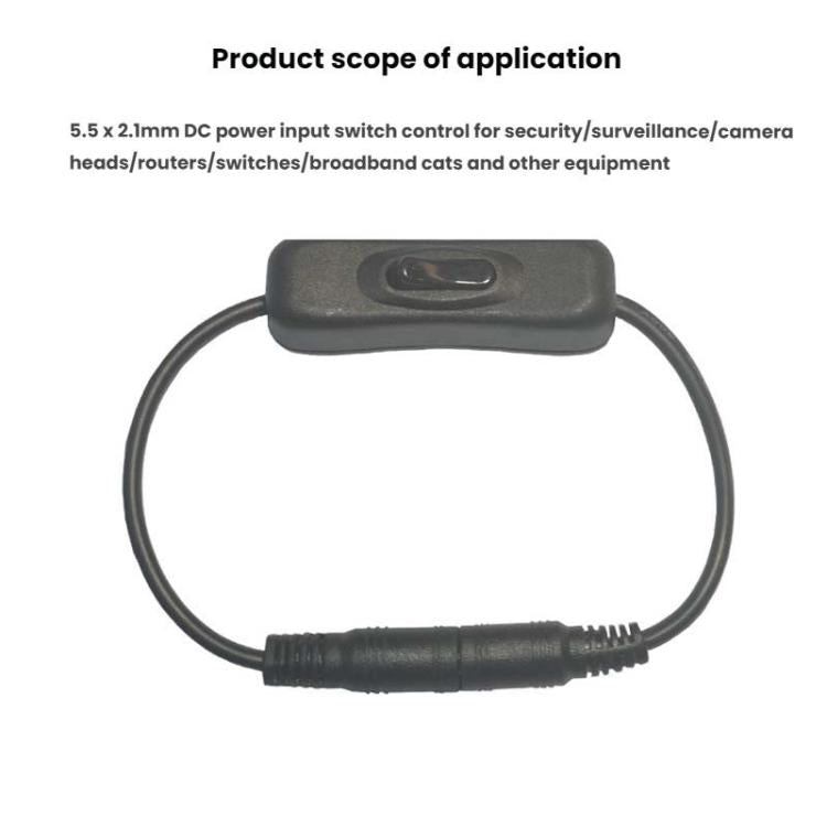 2pcs 5.5x2.1mm Male Female Connection Cable DC Switch Cable 304 Switch Power Cable - Black