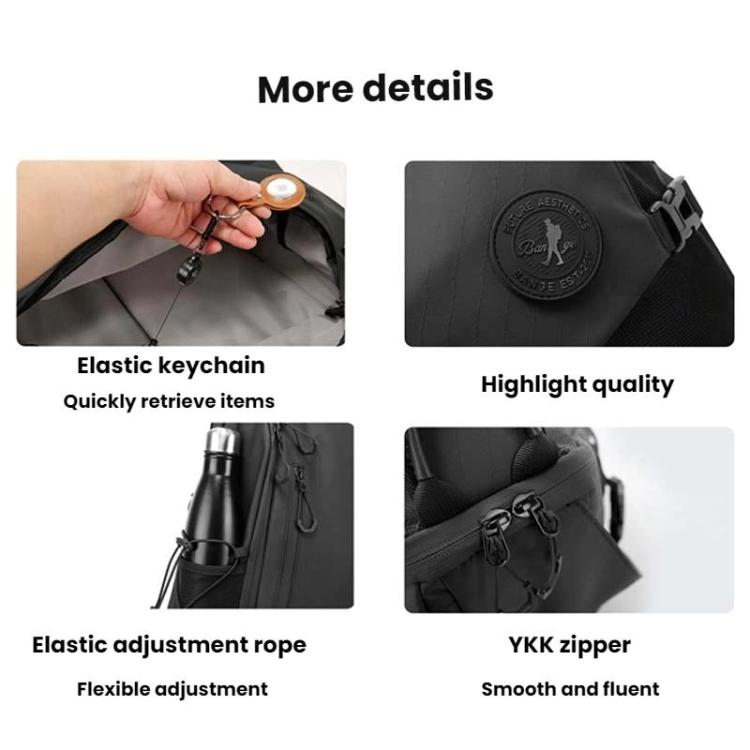 BANGE FW-232 Men Rreast Bag Large Capacity Outdoor Riding Backpack Shoulder Crossbody Bag - Black
