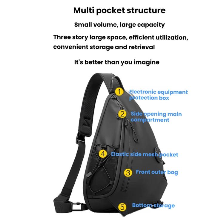 BANGE FW-232 Men Rreast Bag Large Capacity Outdoor Riding Backpack Shoulder Crossbody Bag - Black