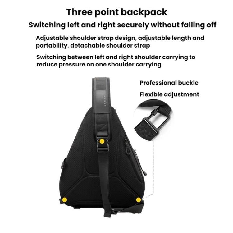 BANGE FW-232 Men Rreast Bag Large Capacity Outdoor Riding Backpack Shoulder Crossbody Bag - Black