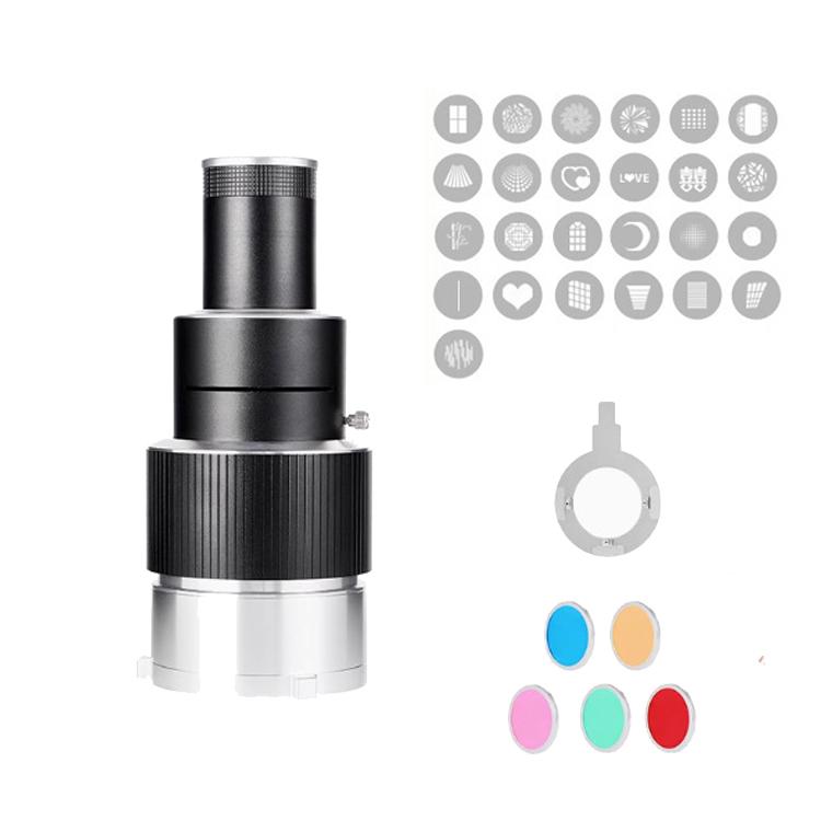 Adjustable Focus DIY Optical Snoot for Bowens Mount Flash Conical Lens Photography Light Modifier 25 Templates Kit