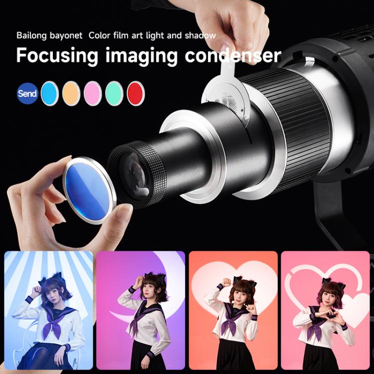 Adjustable Focus DIY Optical Snoot for Bowens Mount Flash Conical Lens Photography Light Modifier 35 Templates Kit