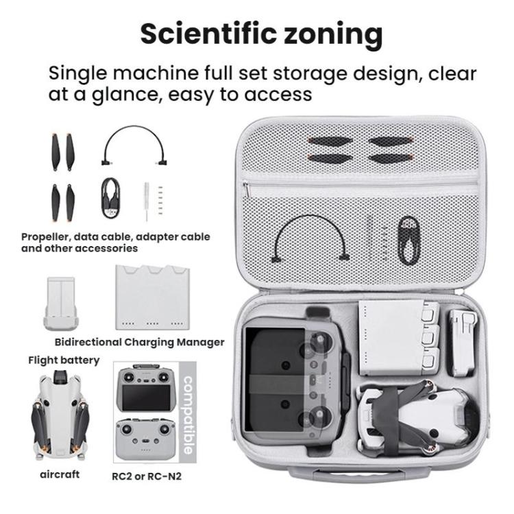 For DJI MINI 4 PRO BRDRC Remote Control Accessories Storage Handbag - Gray