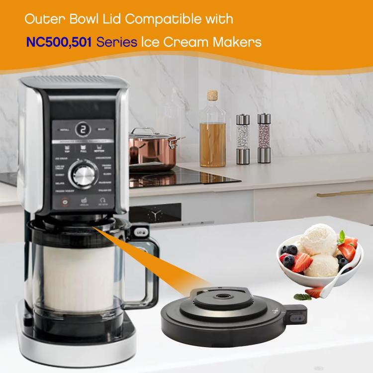 Replacement Outer Bowl Lid For Ninja NC500 Series Ice Cream Maker NC501/NC501H/NC501HBL - Black