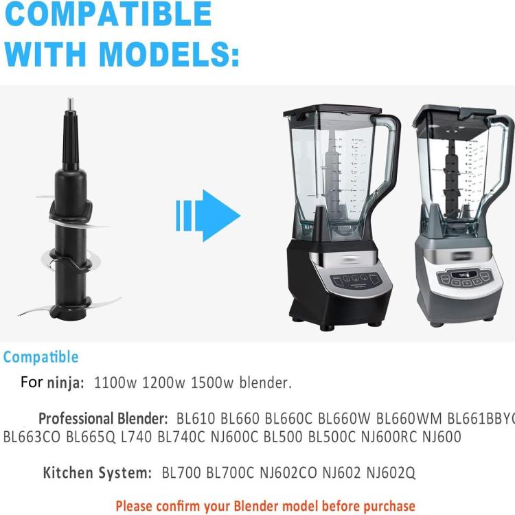 Replacement 6-Blade For Ninja Blender 72 Oz Pitcher BL500 BL660 BL700 BL740 NJ600C - Silver