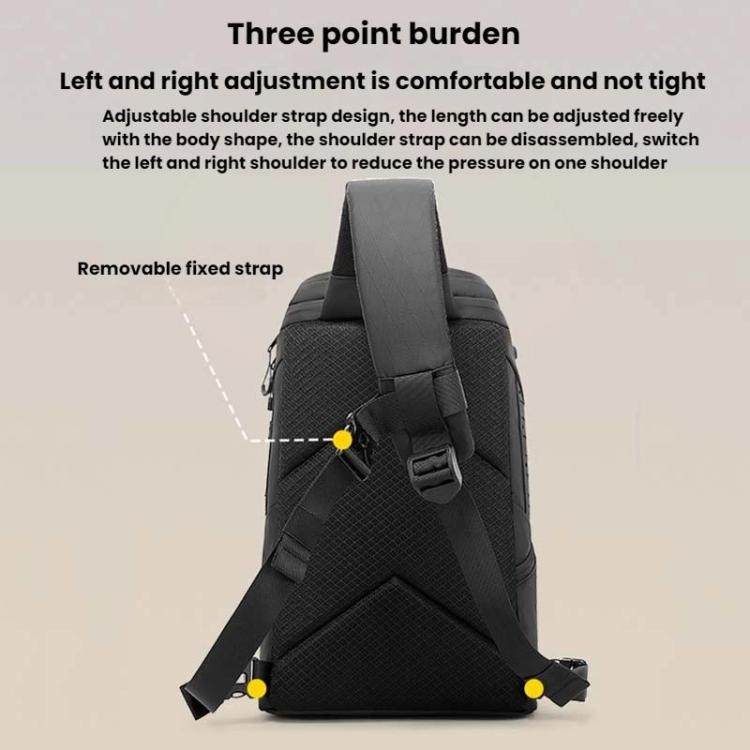 BANGE FW-227 Men Outdoor Cycling Breast Pack Crossbody Bag Large Capacity Hiking Backpack - Black