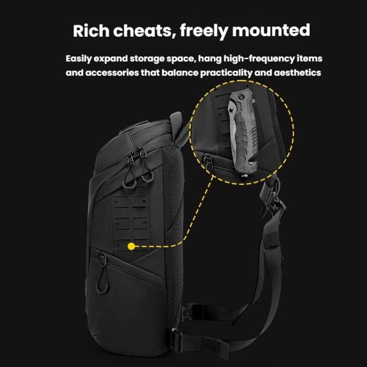 BANGE FW-227 Men Outdoor Cycling Breast Pack Crossbody Bag Large Capacity Hiking Backpack - Black